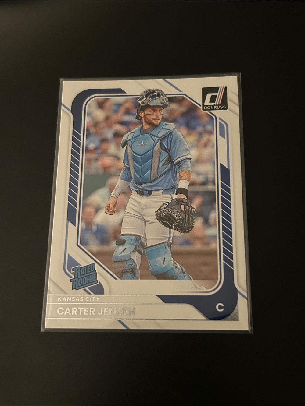 Donruss Carter Jensen Kansas City Catcher Trading Card - Blue and White